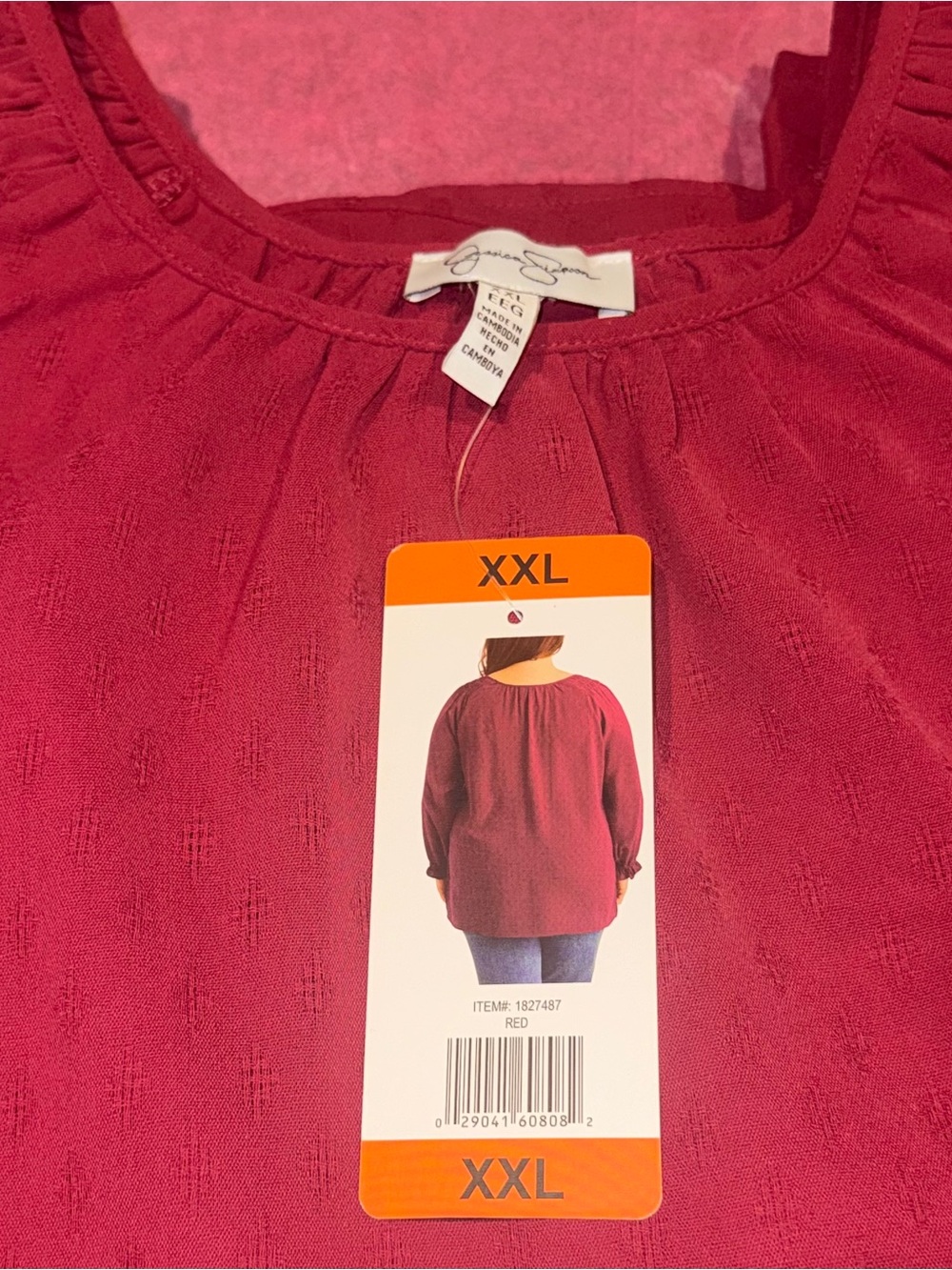 NWT Jessica Simpson Boho Blouse Berry 2X XXL - Picture 9 of 11